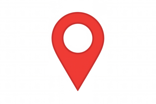 Red map location pin mark icon for gps navigation showing destination pointer on transparent background
