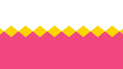 Bold Pink And Yellow Graphic Design Background With Zig Zag Diamond Pattern Border Separating White Copy Space