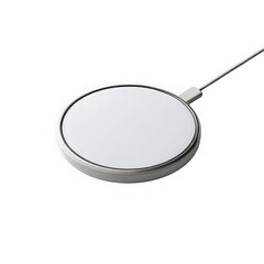 Fototapeta premium White wireless charging pad isolated on transparent background