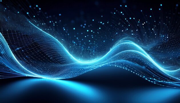 flowing blue particles create dynamic digital network representing advanced technological connectivity