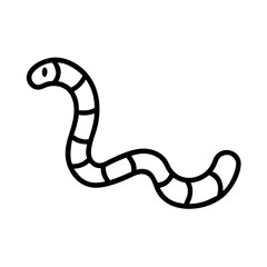 Fototapeta premium Cute cartoon worm illustration in simple black line art style 