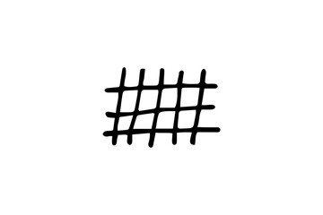 Rough Hand-Drawn Grid or Hashtag Symbol Sketch, Isolated 64x64 Single Icon, conveying an authentic, creative, and immediate visual style.