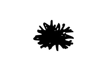 Aggressive Spiked Black Ink Splatter or Grunge Mark, Isolated 64x64 Single Icon, ideal for conveying impact, chaos, or a distressed graphic effect.
