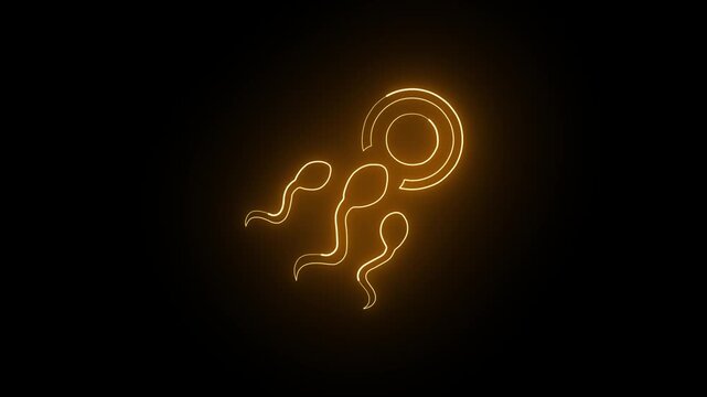 Sperm fertilization Process icon neon glowing  elements .HD video concept 
