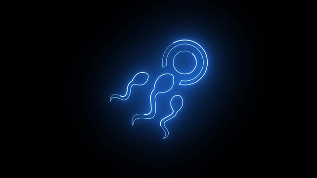 Sperm fertilization Process icon neon glowing  elements .HD video concept 
