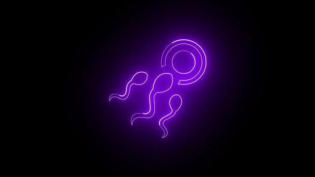 Sperm fertilization Process icon neon glowing  elements .HD video concept 