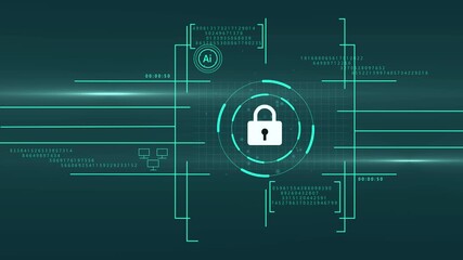 Cyber security network. Data protection concept. Businessman using laptop computer with digital padlock on internet technology networking with cloud computing and data management 4k motion video. - Powered by Adobe