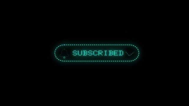 Subscribe Button animation with Futuristic Neon Glow and Alpha Channel Supported, High Tech or Digital Technology Concept, Subscription, Cyber Space and Cyber security Concept. Clean Intro or Outro.