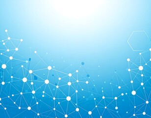 Abstract network graphic with interconnected nodes and lines.  Light blue gradient background.  Shapes include circles, triangles, and hexagons