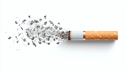 Obraz premium A creative depiction of a cigarette disintegrating into ash, symbolizing the impact of smoking on health.