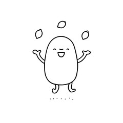 Cute cartoon potato juggling lemons vector illustration for food and funny character graphic designs use