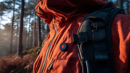 Wearable emergency alert system shines like a beacon on a hiker’s forest armor.