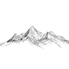 Mountain range illustration peaks landscape sketch drawing black and white scenic view nature outdoors art 100