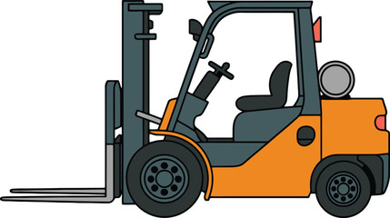 Forklift truck industrial loader side view flat vector isolated illustration