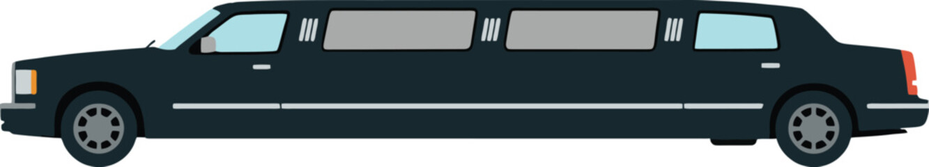 Obraz premium Luxury black limousine vehicle flat design illustration for exclusive transportation