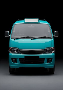 Indonesia angkot minibus front view teal shared taxi urban commuter vehicle (Industry)