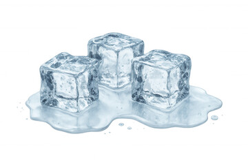 Obraz premium Ice cubes melting, refreshing water chilling drinks, cooling beverage preparation, transparent frozen block on clear background