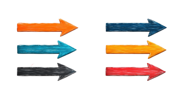 Colorful Arrows with Paint Splashes on Transparent Background - Powered by Adobe