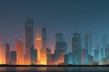 Night city skyline mockup template inspiring awe and excitement for branding presentations and pitches