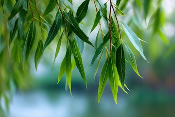 Willow tree branches sway like gentle whispers crafting a chill nature backdrop.