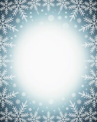 Icy Blue Snowflake Border &mdash; Vector Winter Background with Central Copy Space for Christmas & New Year Cards