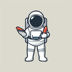 Vector design of an astronaut with a hot dog for motion graphics and advertising