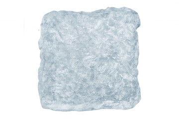 Ice block with a range of textures and a serene blue tint set against a clear background, symbolizing icy, frozen, and chilling themes