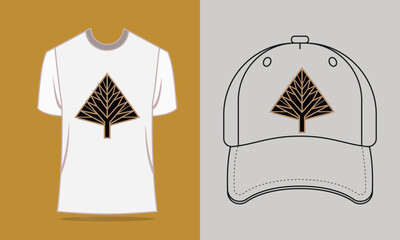 T shirt baseball cap with gold abstract tree graphic apparel clothing