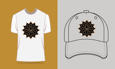 T Shirt Baseball Cap with Lotus Mandala Graphic t-shirt gold