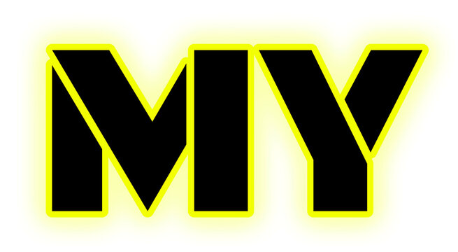 MY Typography in Bold Black Letters with Bright Yellow Outline and Glow for Personal Branding, Sticker Design, Social Media Graphics, and Commercial Visual Identity Projects