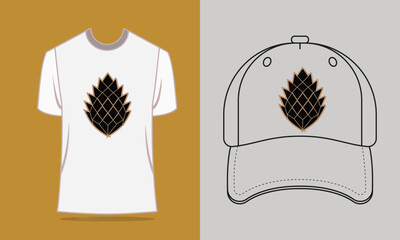 T shirt baseball cap with pinecone graphic vector