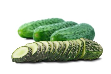 Organic fresh ripe cucumbers vegetables