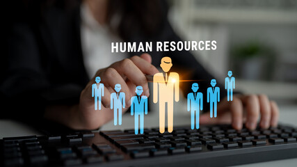 Human Resources (HR) management and corporate leadership. A concept of team building, recruitment, and employee management for company success. Motif
