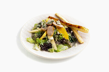 Duck breast salad with pear and blue cheese