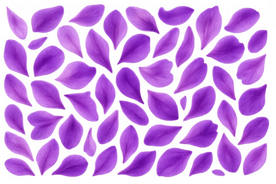Purple flower petals falling, creating floral background, vibrant violet elements scattering, romantic decorative texture
