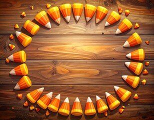 Candy corn border on rustic wood (3)