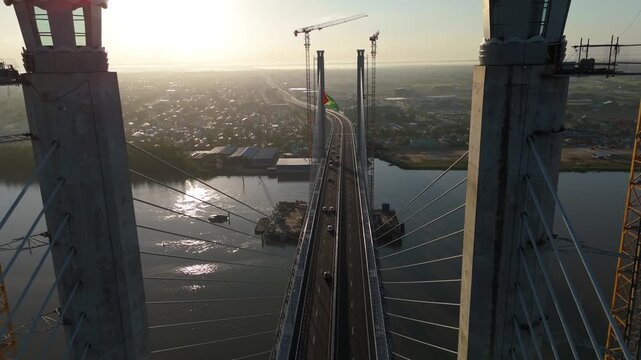 Fly over the new BJ Demerara River Bridge - 4K 60fps 