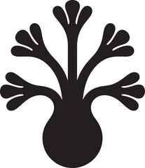 Obraz premium Stylized Black Tree Silhouette with Multiple Branches Keywords: tree, plant, nature, growth, life
