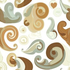A pattern of swirls and circles in various shades of brown and white. The pattern is reminiscent of waves and ocean foam