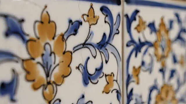 Intricate floral pattern on decorative ceramic tiles, showcasing classic artistry and timeless design.