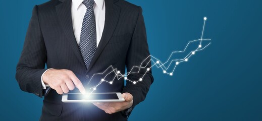 graph stock economics, business man