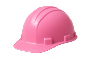 Pink industrial hard hat representing female empowerment in construction and worker safety, transparent background