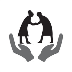 Illustration of an elderly person being protected by a shield isolated on transparent background