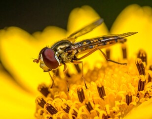 Insect on yellow flower, close-up view