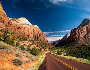 the spectacular utah scenic byway 9 from springdale to mt carmel junction just after the tunnel from the start of the canyon overlook trail zion national park utah southwest usa