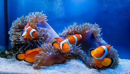 clown fish in aquarium tank at percula farm chonburi thailand