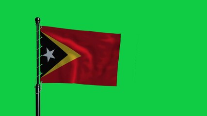 East Timor Flag Waving Loop Animation Green Screen 4K