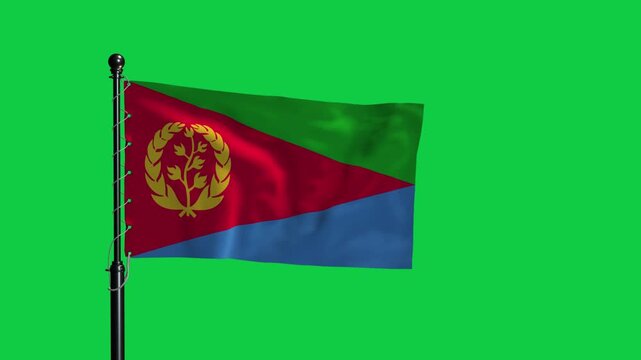 Eritrea Flag Waving Loop Animation Green Screen 4K