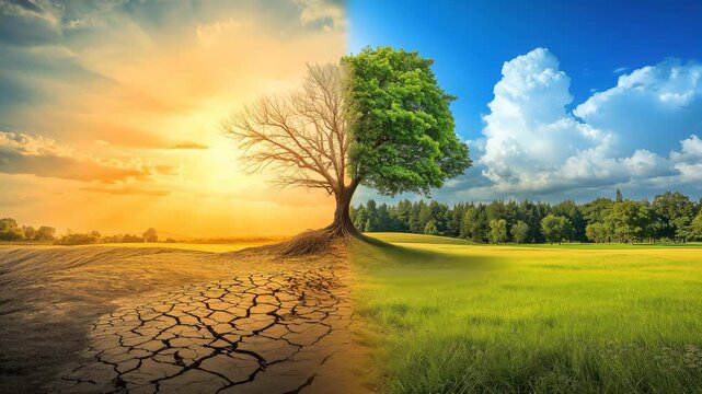 Environmental transformation tree life cycle open field nature photography seasonal changes aerial view climate awareness