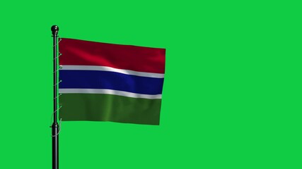 Gambia Flag Waving Loop Animation Green Screen 4K